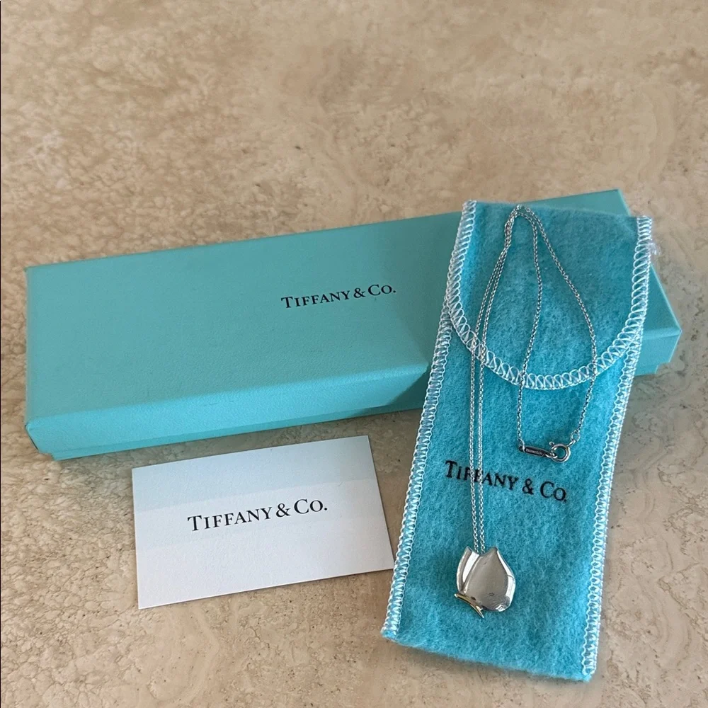Tiffany & Co. 18K Gold & Sterling Pendant Butterfly Necklace